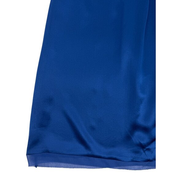 VTG Ann Taylor Royal Blue Silk A-Line Twist Front Mini Dress | 90s Quiet Luxury - Picture 4 of 12